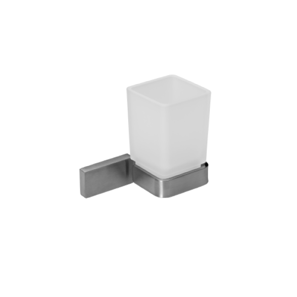 Satin stainless steel single tumbler holder - SQUARE